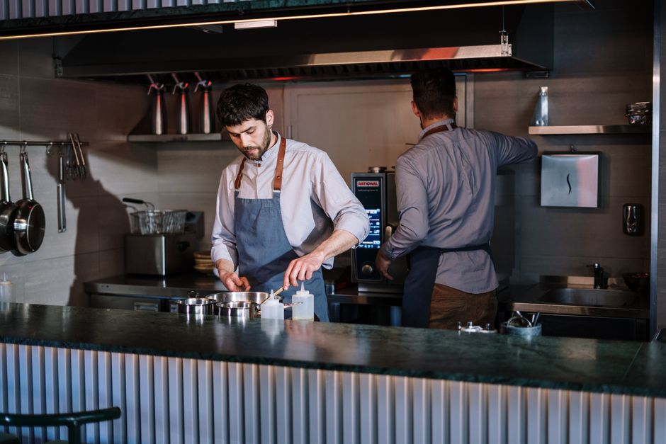 Professional wood-fired pizza dining atmosphere